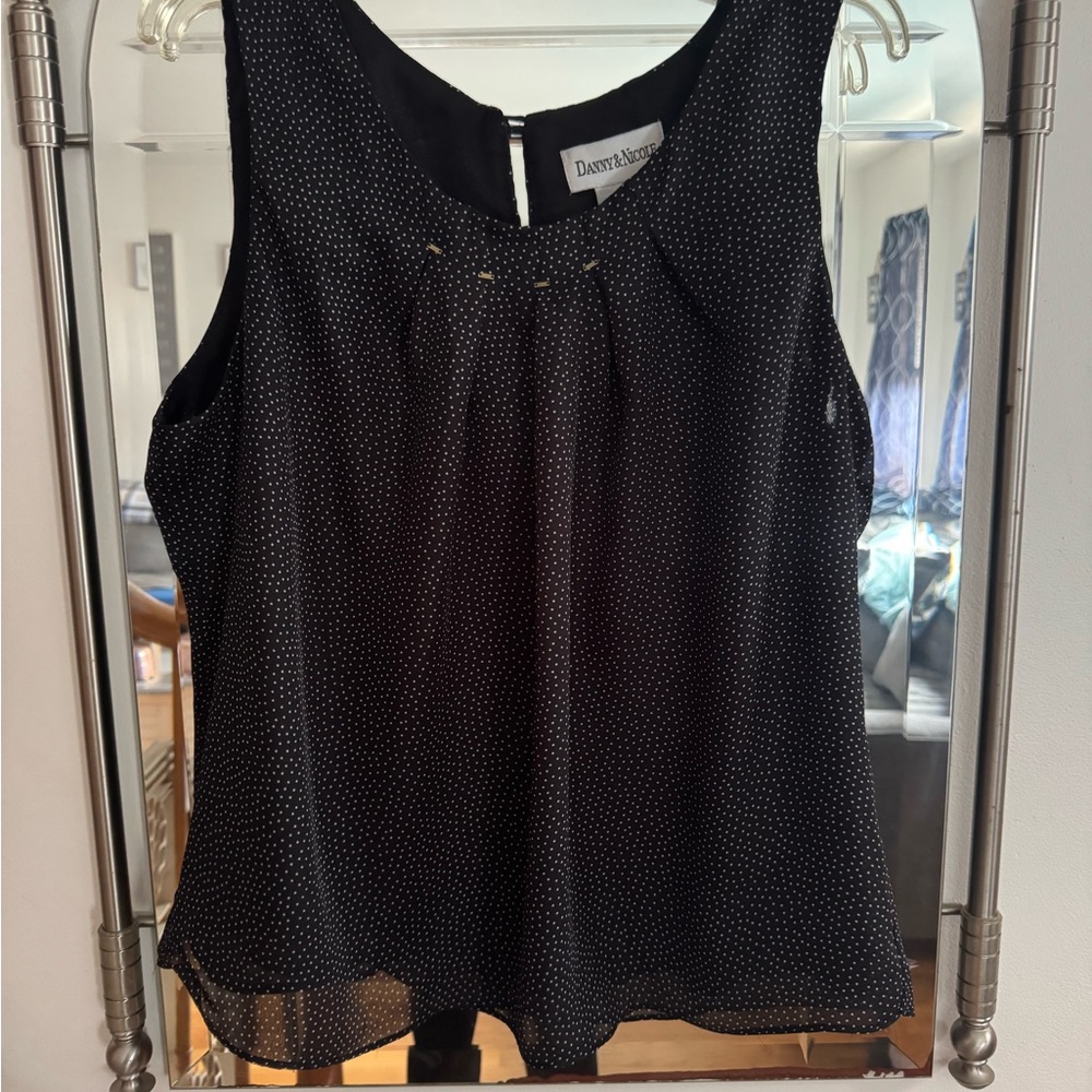 Danny & Nicole Black and White Polka Dot Blouse